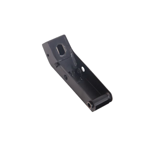 Black plastic component on a white background
