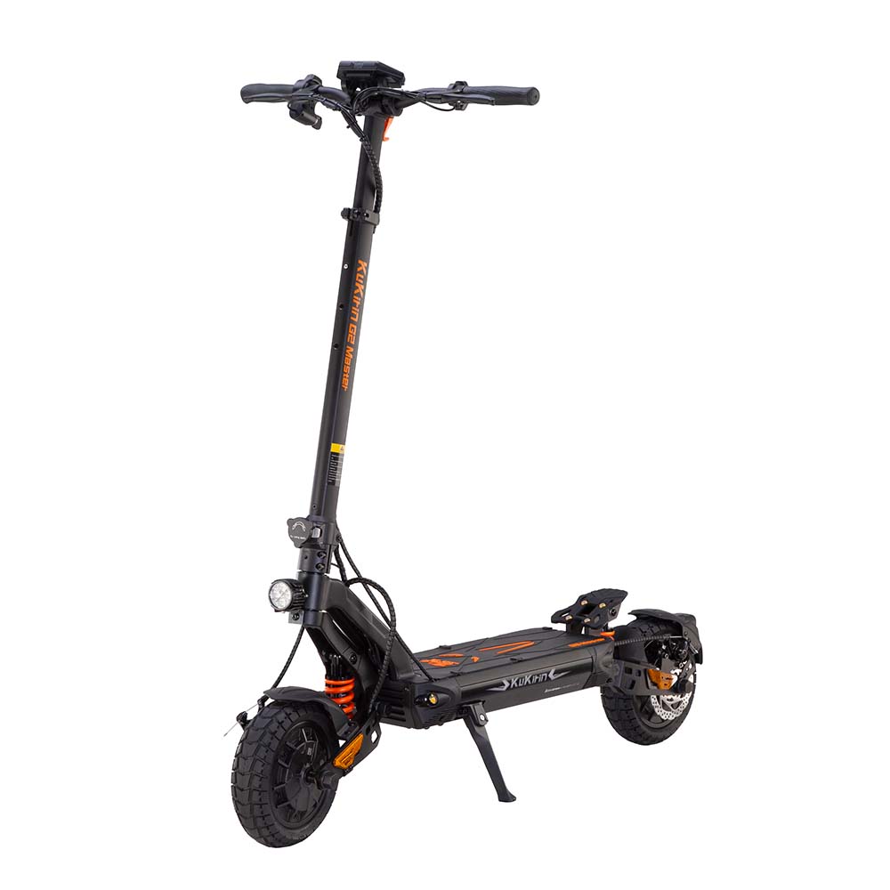 Sturdy front structural angle profile of the KuKirin G2 Master scooter.