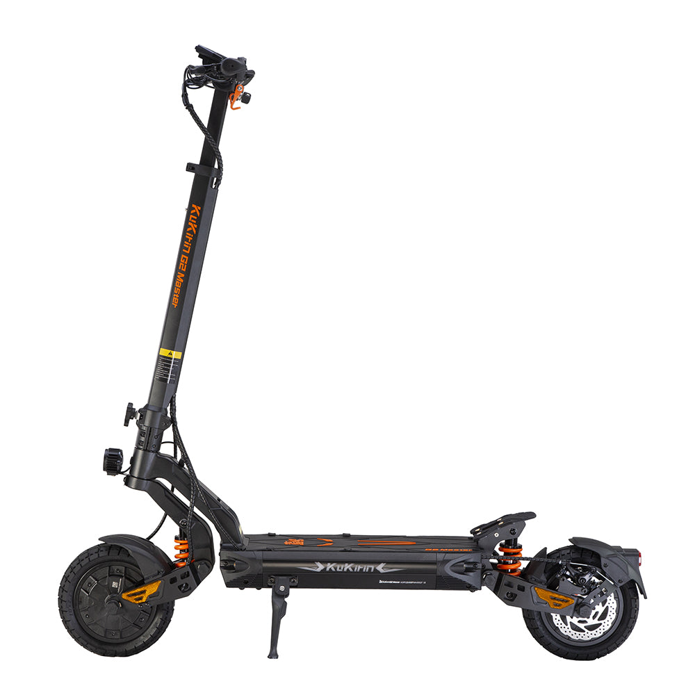 Premium side profile of the dual-motor KuKirin G2 Master electric scooter.