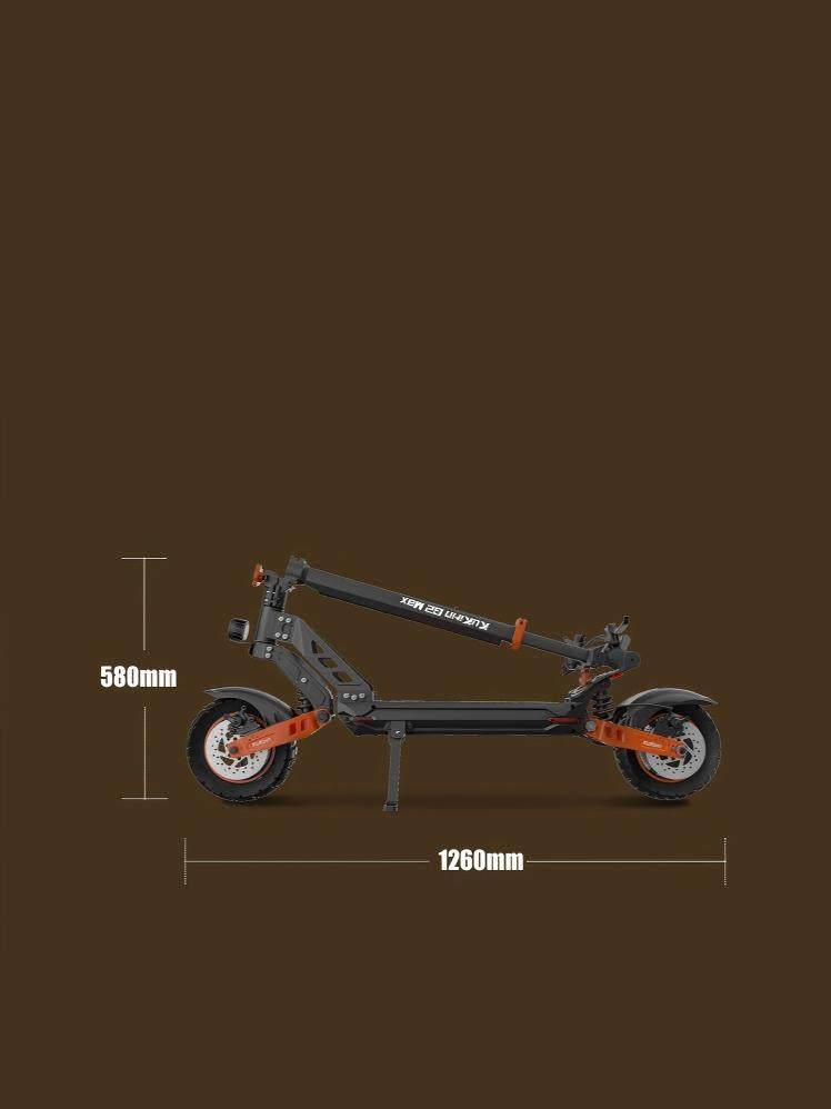 Dimensions pliées du KuKirin G2 Max, montrant une hauteur compacte et portable de 560 mm une fois replié.