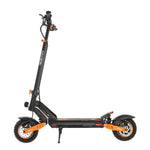 Side profile of KuKirin G2 Max electric scooter with orange swingarms