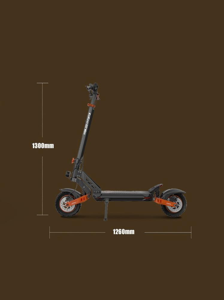 Dimensions dépliées du KuKirin G2 Max : hauteur 1300 mm et longueur 1260 mm.