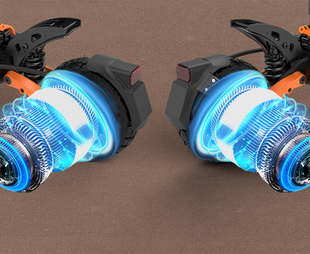 High-efficiency KuKirin G2 Pro 600W brushless motor with dual-channel thermal management.