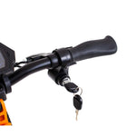 Right handlebar view showing ergonomic grips and secure key ignition lock on KuKirin G2 Pro.