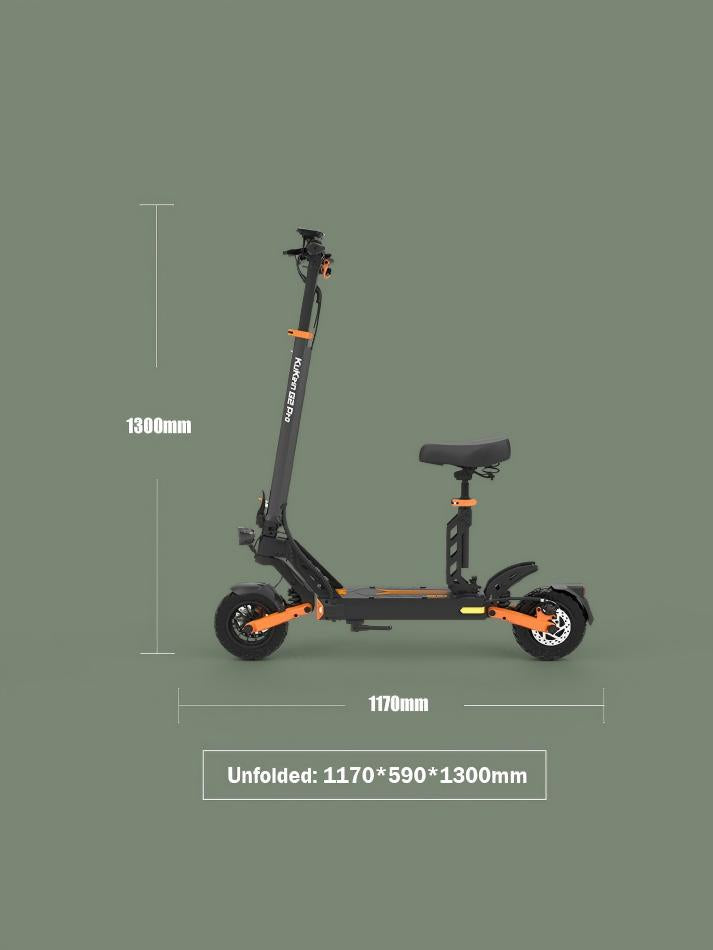 Full unfolded height and long-distance seat configuration dimensions of KuKirin G2 Pro