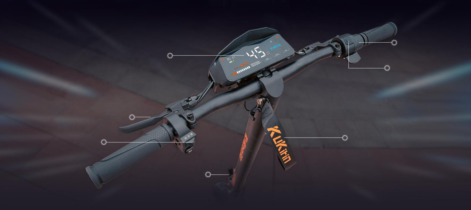Clear view of the KuKirin G2 dashboard and handlebars
