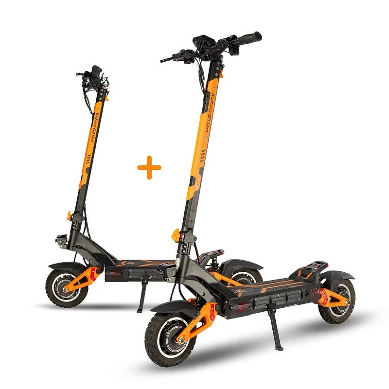 Commercial twin pack combination layout featuring two premium KuKirin G3 Pro off-road scooters.