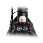 Ultra-bright dual pod LED front headlights assembly on the KuKirin G3 Pro framework.