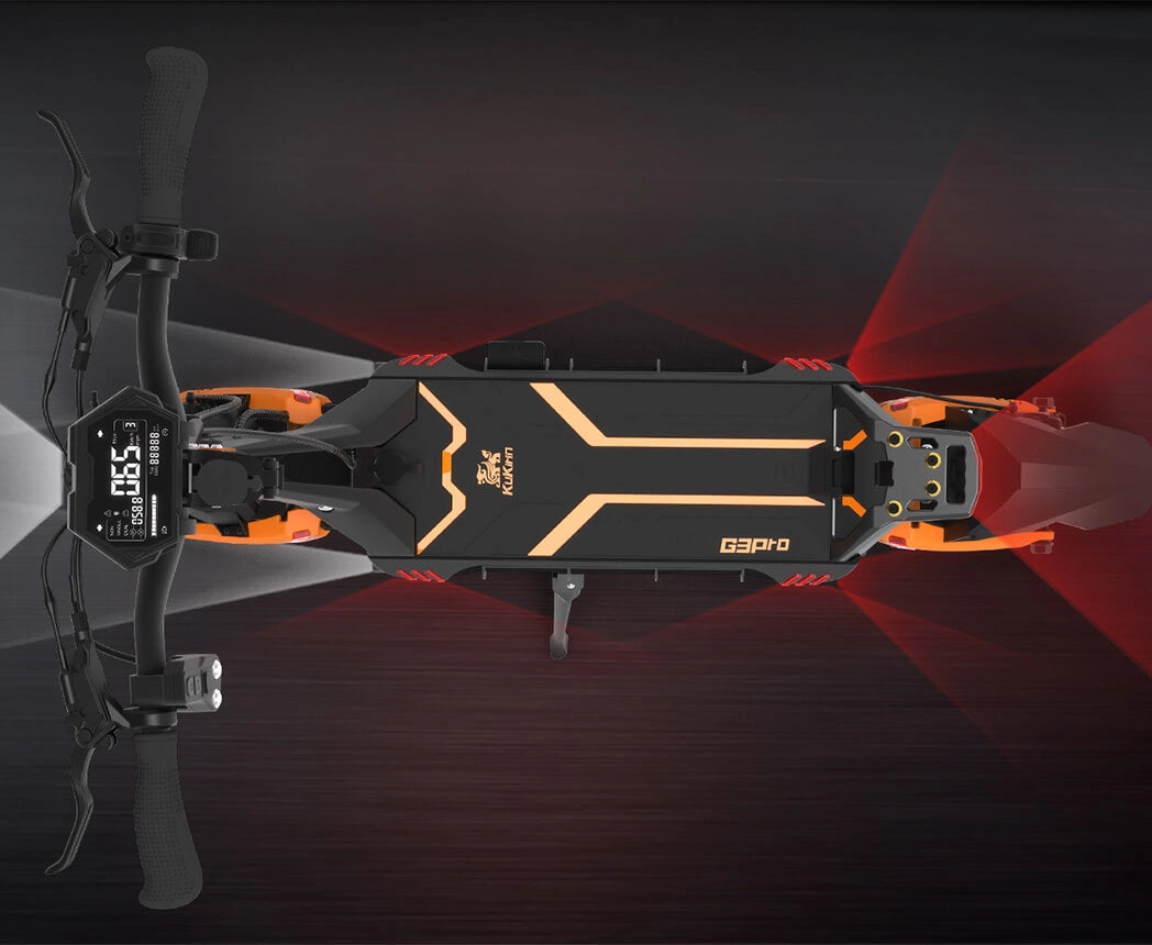 Comprehensive 11-light all-around safety illumination layout on the KuKirin G3 Pro