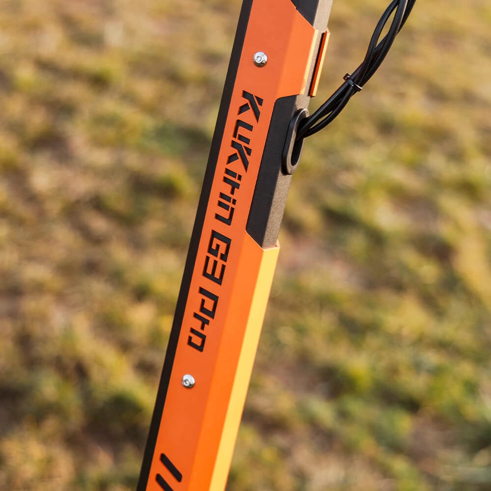 Heavy-duty reinforced aluminum steering pole with official KuKirin G3 Pro branding details