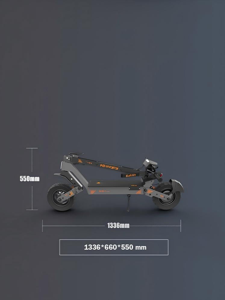 Dimensions diagram of the KuKirin G4 scooter in its folded state.