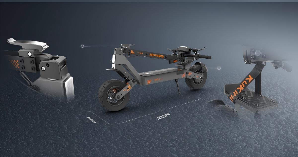 KuKirin G4 quick folding system and compact storage dimensions.