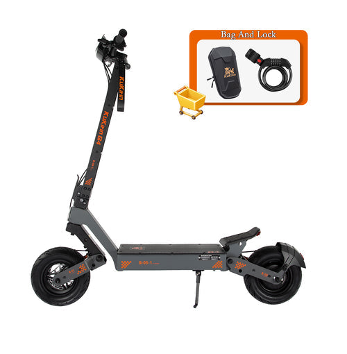 KuKirin G4 scooter with both storage bag and security lock accessories