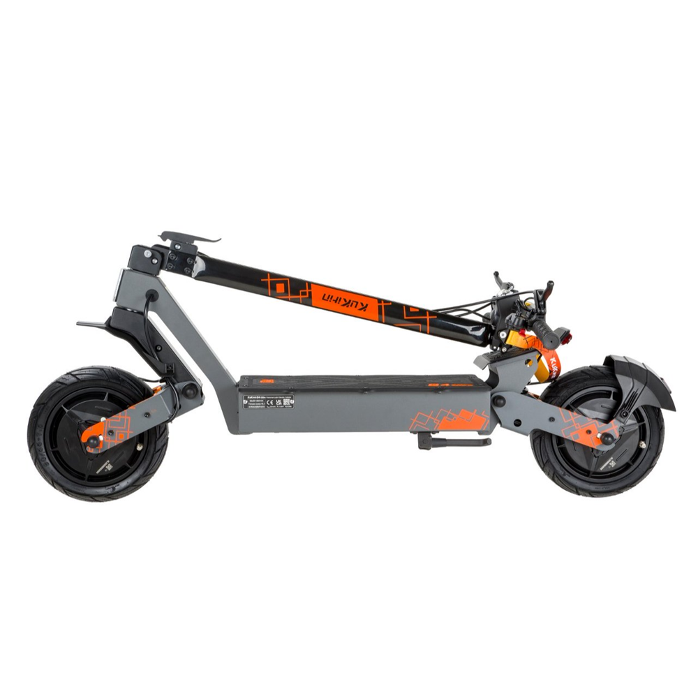 Patinete eléctrico KuKirin G4 Ultra mostrado plegado para un transporte y almacenamiento compactos