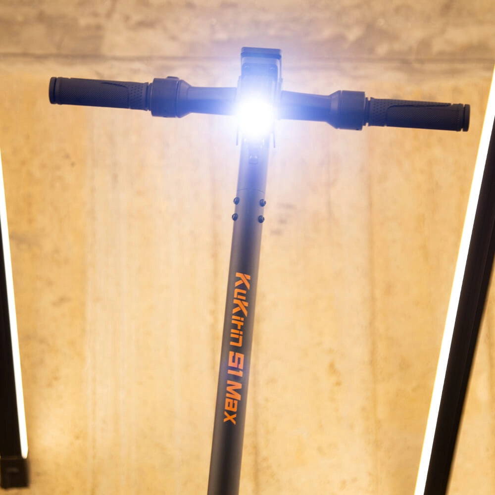 Bright integrated front LED headlight illuminates your path for safer night commuting.